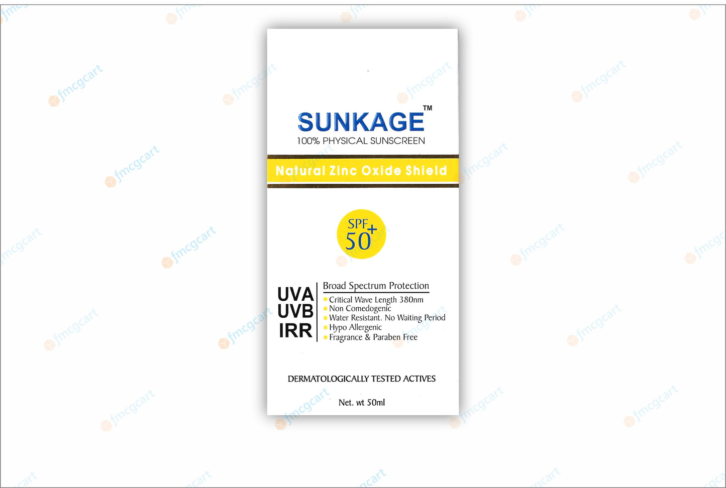Sunkage Natural Zinc Oxide Shield SPF50+, 50ml