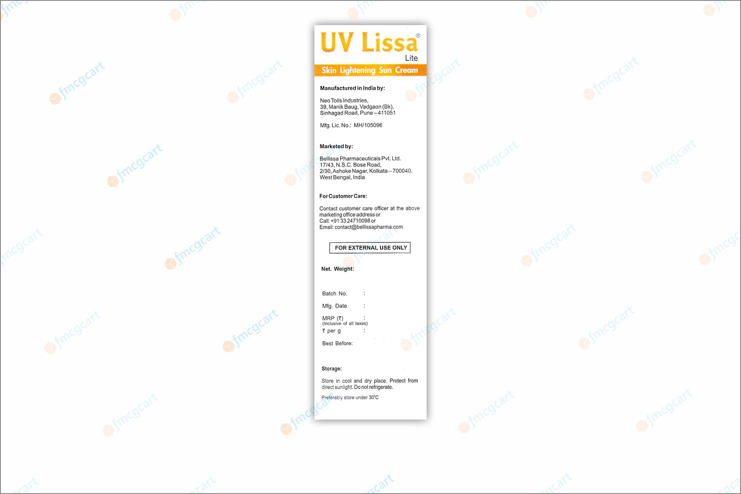 UV Lissa Lite Sun Cream SPF 30+, 50gm
