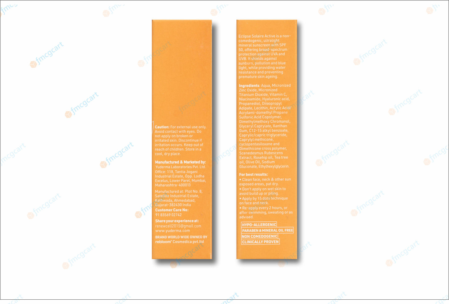 Eclipse Solaire Active Physical/ Mineral Sunscreen Gel SPF50+, 60ml