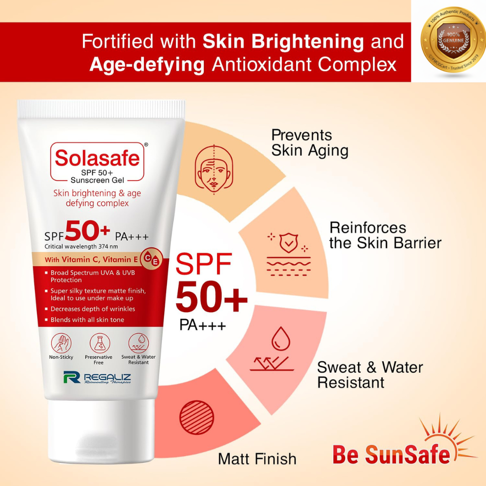 Solasafe SPF 50+ Silicon Sunscreen Gel, 50gm