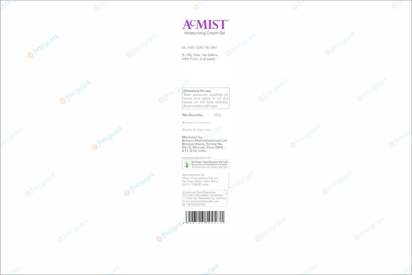 Acmist Mosturizing Cream Gel 100gm