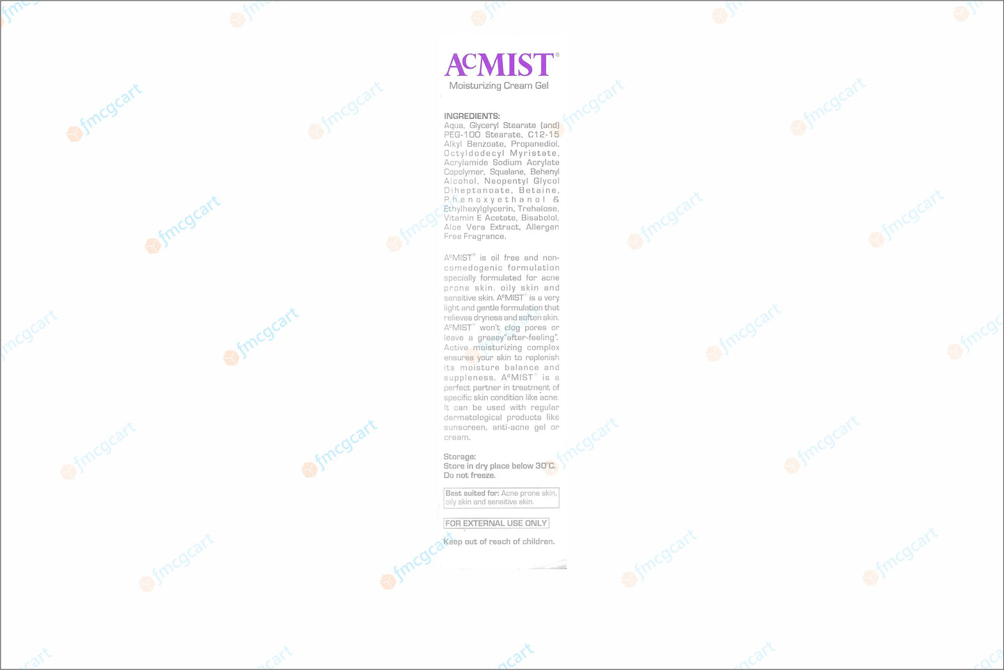 Acmist Mosturizing Cream Gel 100gm