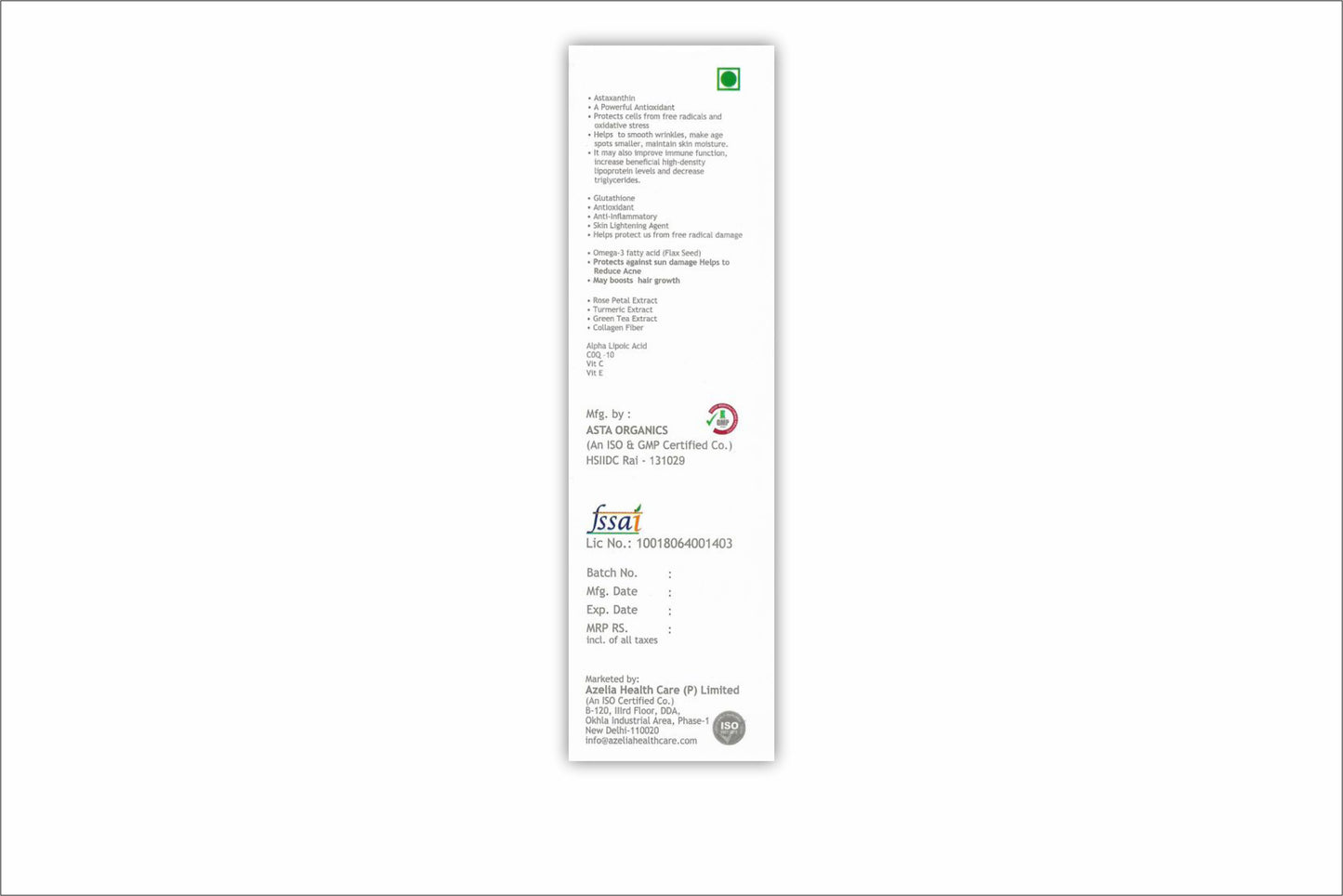 Azicare A Complete Nutrition for Skin Care, 30N