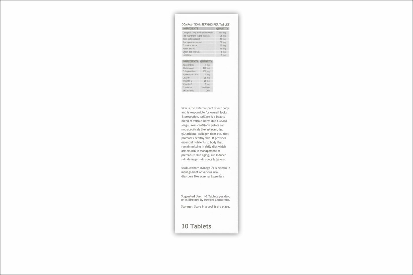 Azicare A Complete Nutrition for Skin Care, 30N
