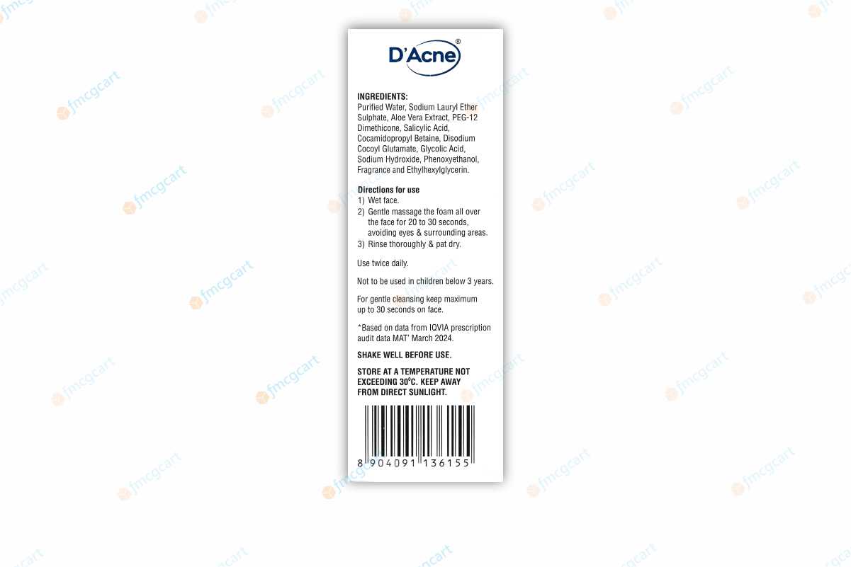 D'Acne Foaming Face Wash, 60ml