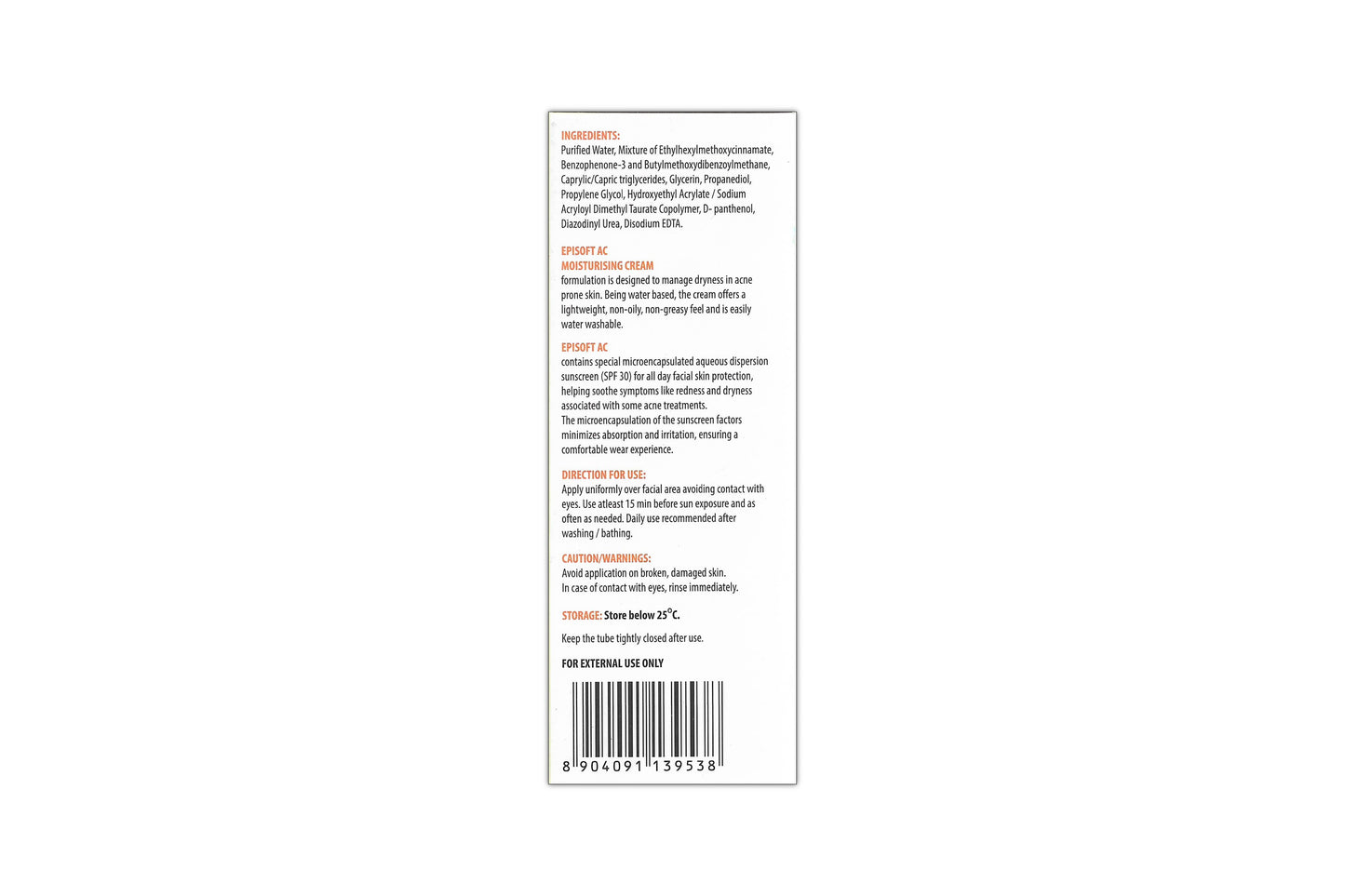Episoft AC Moisturiser with Sunscreen SPF30+, 125gm