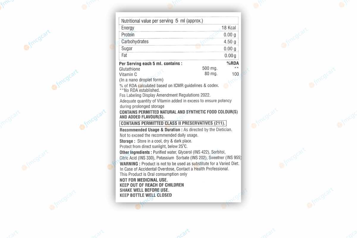 Glucy Shot Glutathione with Vitamin C, 10x5ml