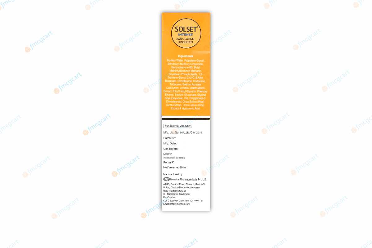 Solset Intense Aqua Lotion Sunscreen SPF50+, 60ml