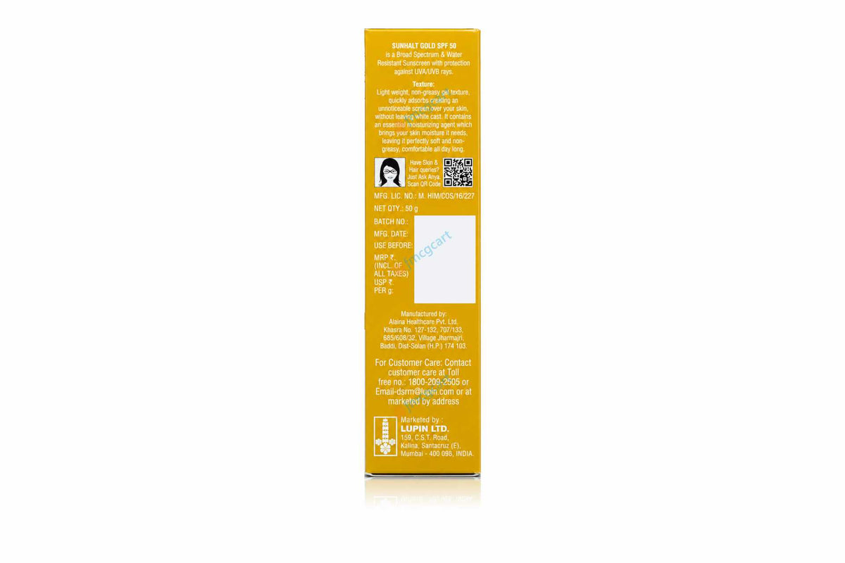 Sunhalt Gold Hydrating Sunscreen SPF50+, 50gm