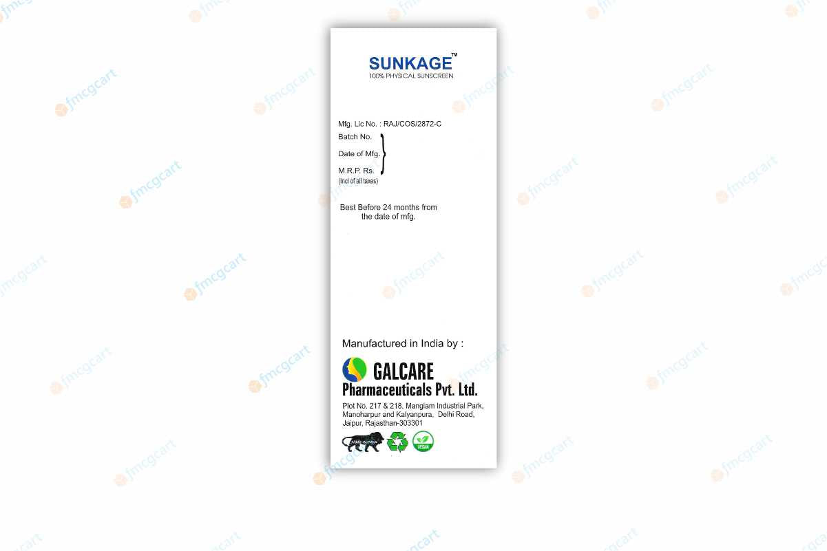 Sunkage Natural Zinc Oxide Shield SPF50+, 50ml
