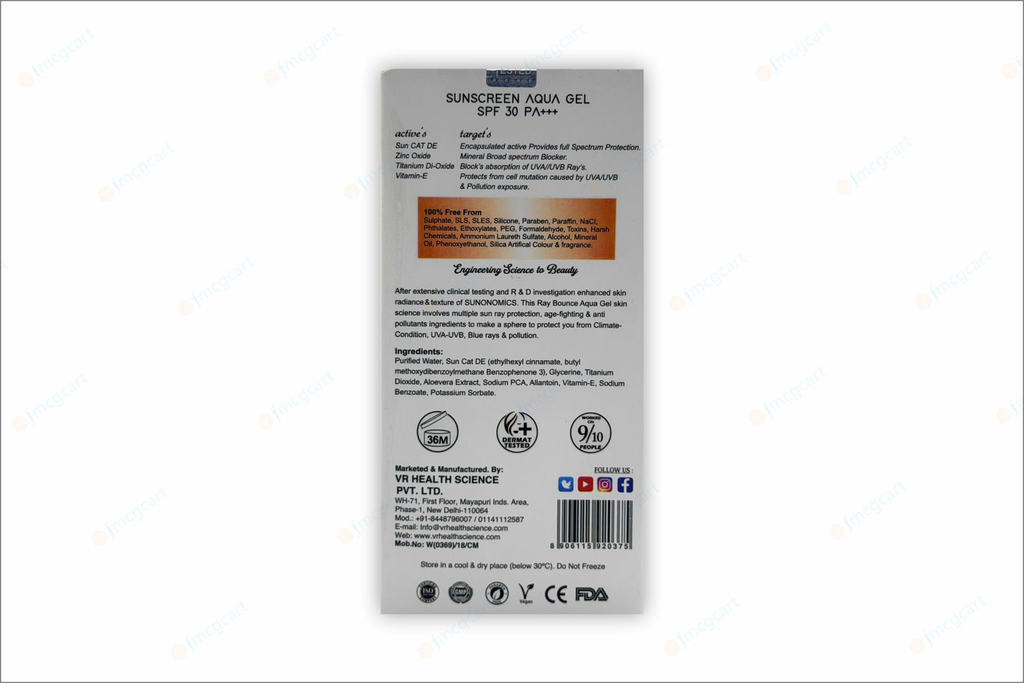 Sunonomics Sunscreen Aqua Gel SPF30+, 75ml