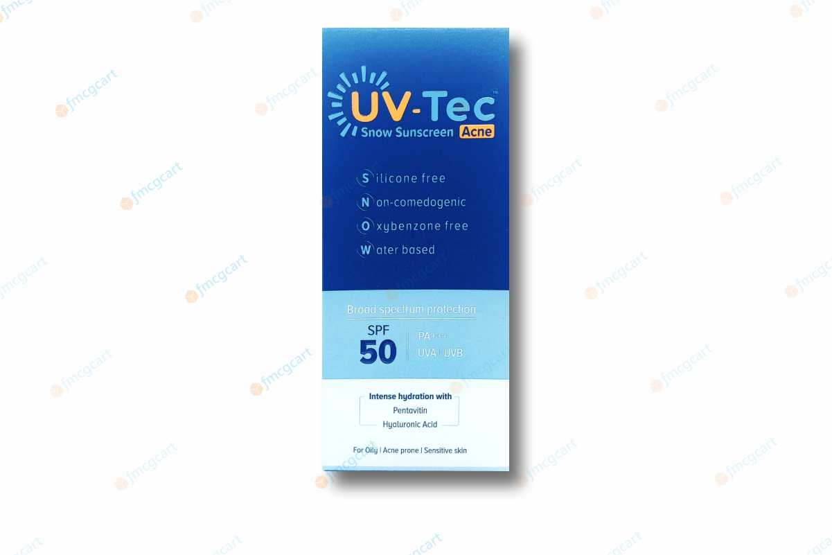 UV-Tec Acne Snow Sunscreen SPF50+, 50gm