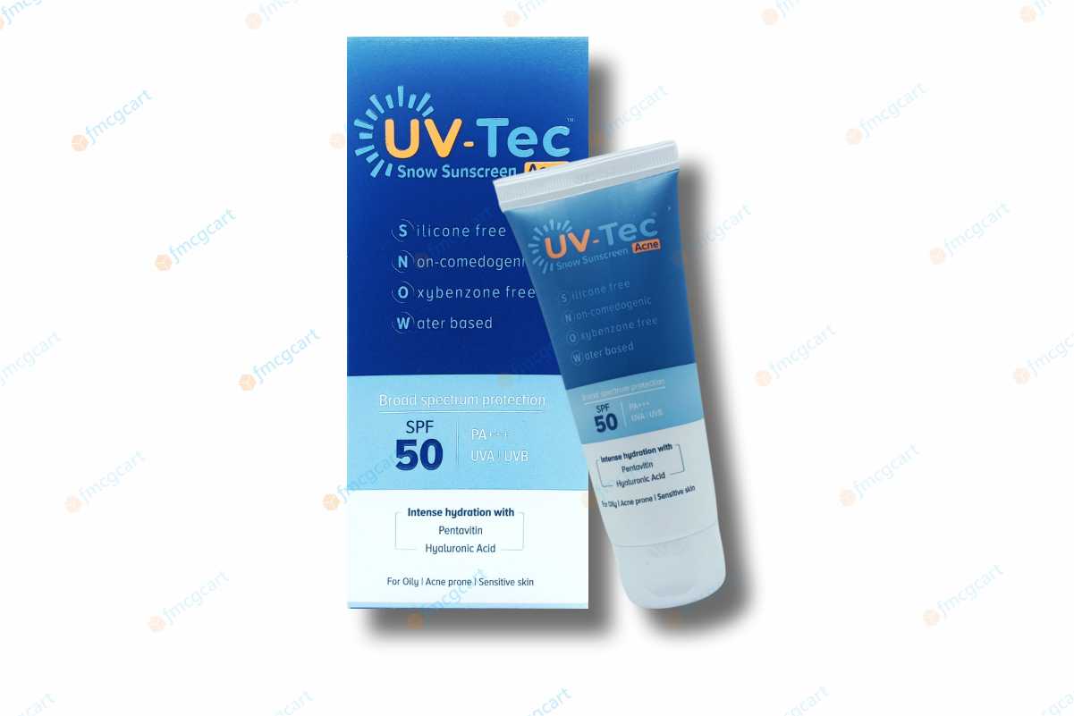 UV-Tec Acne Snow Sunscreen SPF50+, 50gm