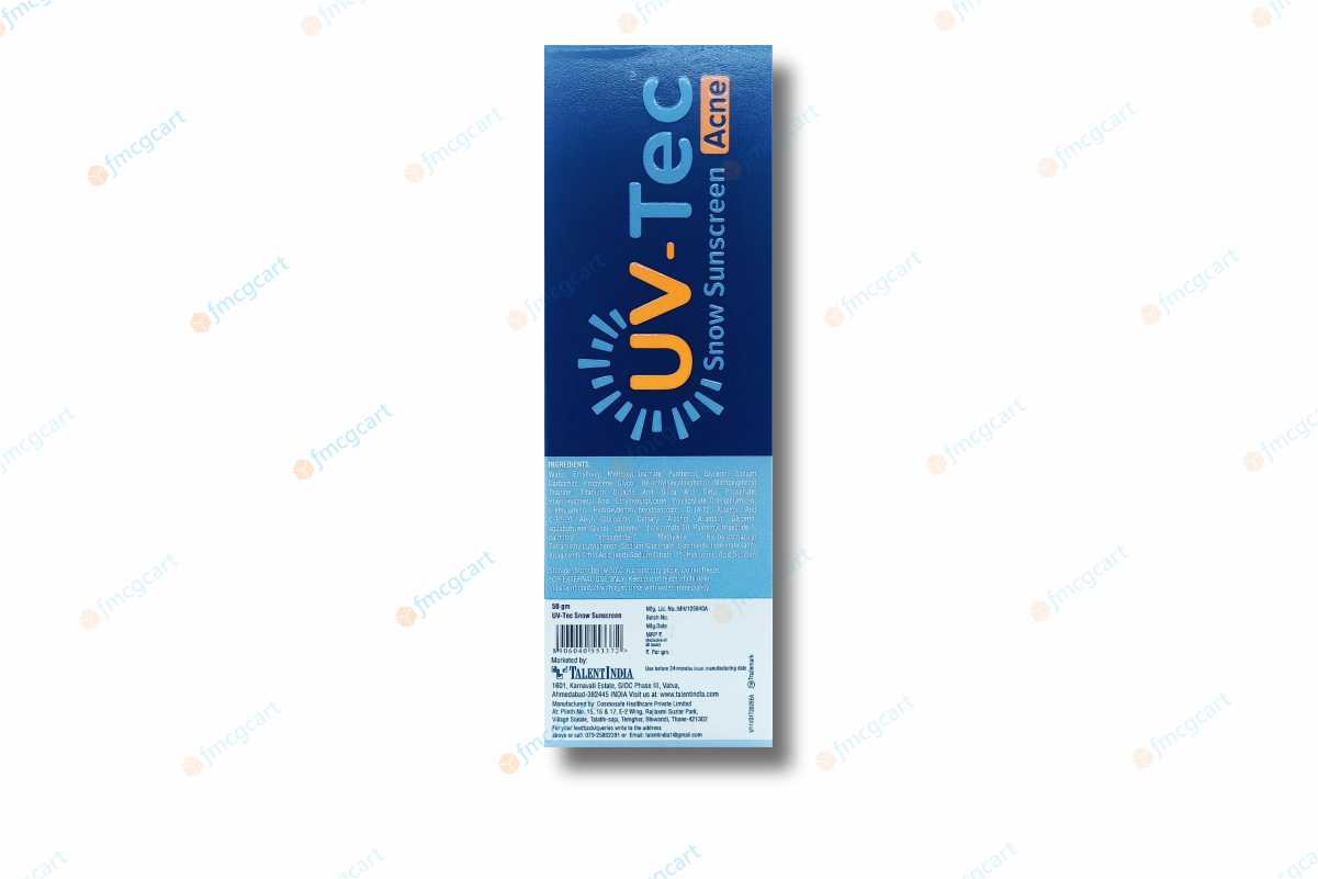 UV-Tec Acne Snow Sunscreen SPF50+, 50gm
