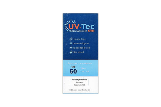 UV-Tec Acne Snow Sunscreen SPF50+, 50gm