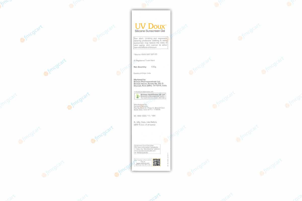 UV Doux Silicon Sunscreen Gel SPF50+, 100gm