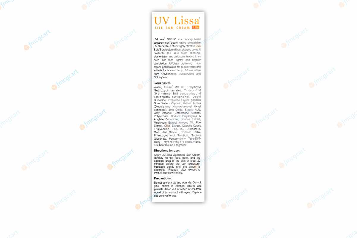 UV Lissa Lite Lightning Sun Cream SPF50+, 50gm