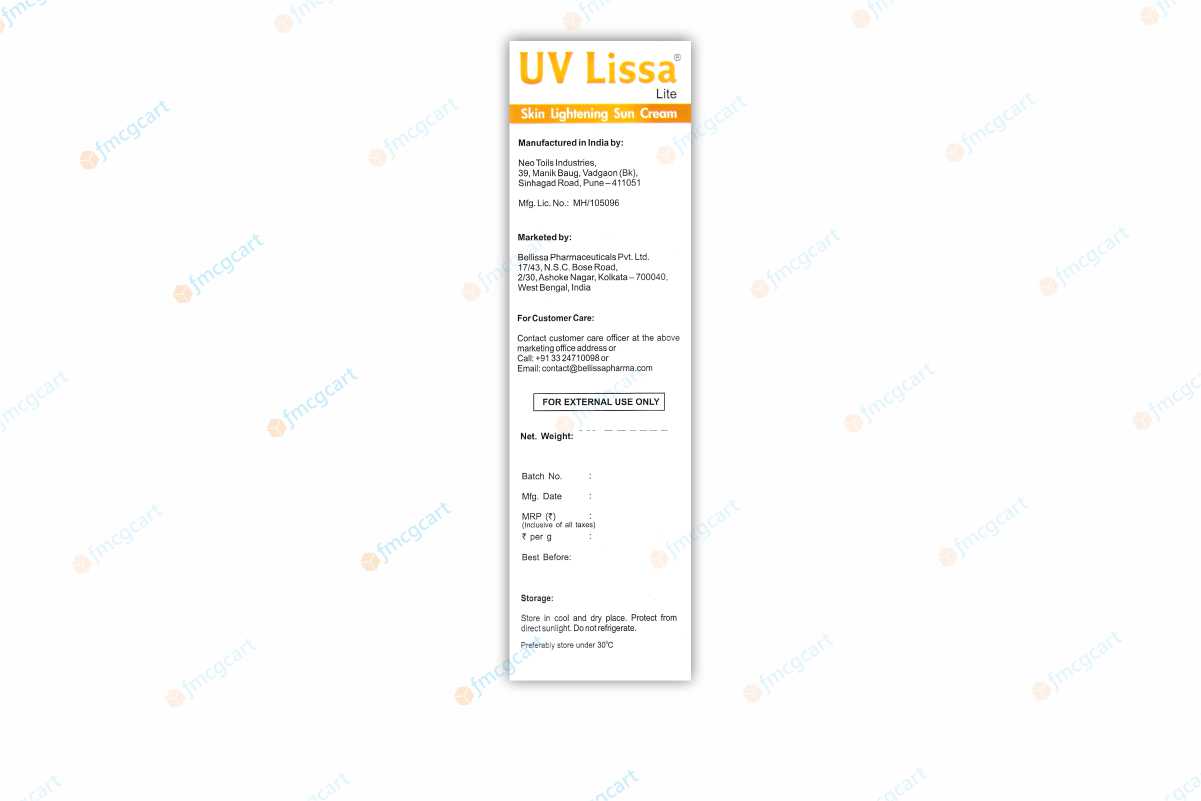 UV Lissa Lite Sun Cream SPF 30+, 50gm
