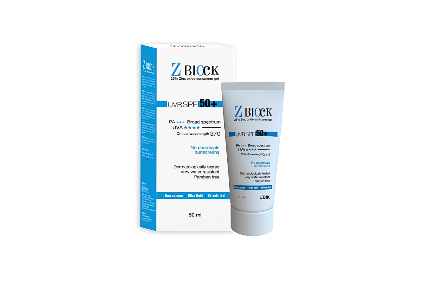 Z Block Zinc Oxide Sunscreen Gel SPF 50+, 50ml