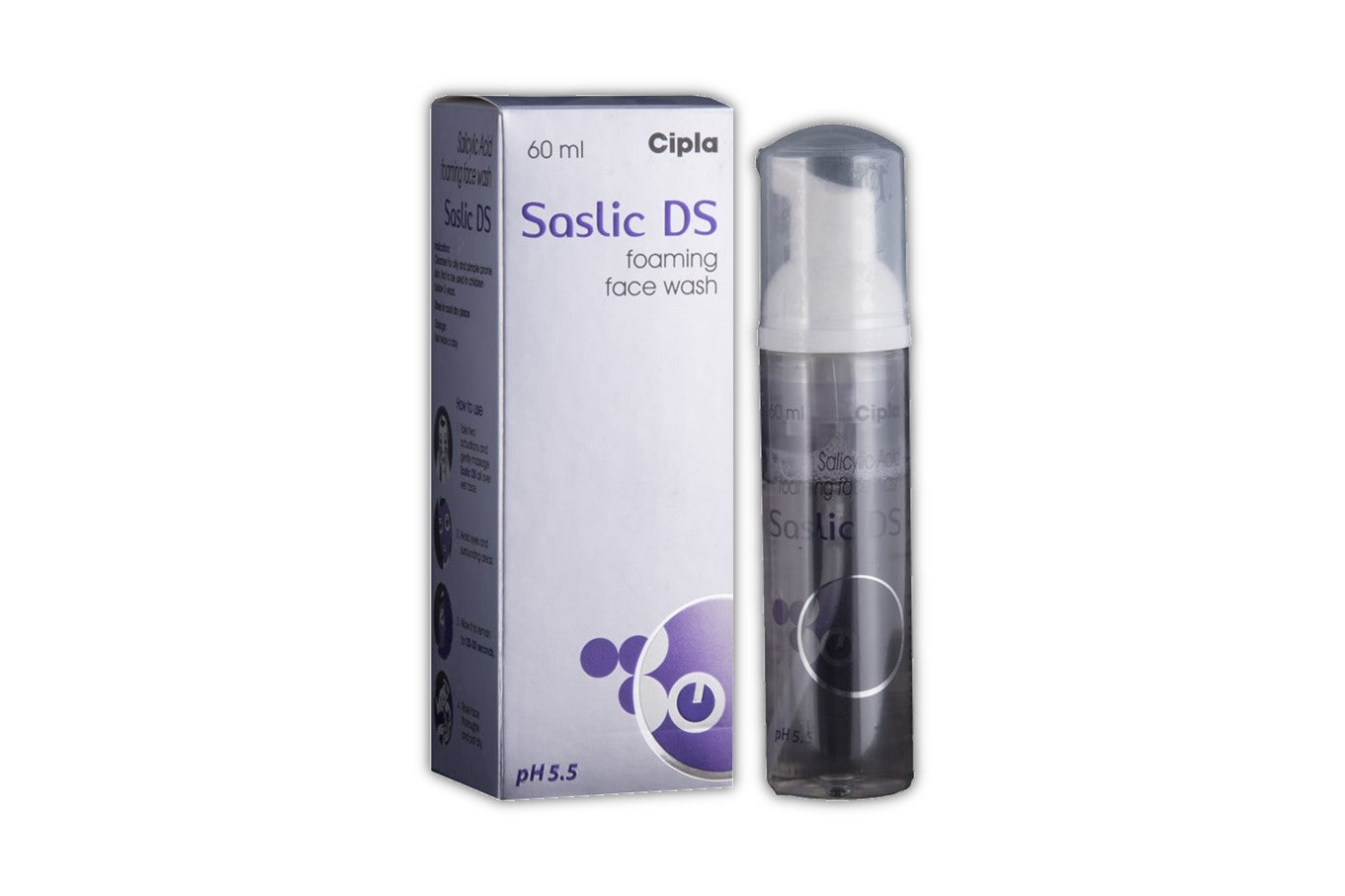 Saslic DS Foaming Face Wash 60ml (Pack of 2)